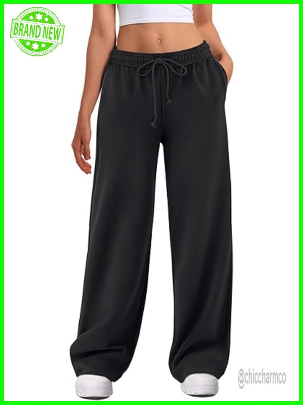 Wide Leg Sweatpants High Waisted Baggy Drawstring Joggers with Pockets